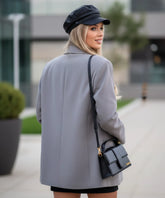 Comprar blazer feminino alfaiataria cinza transpassado com botões duplos forro elegante trabalho executivo barato ou em promoção ZARA